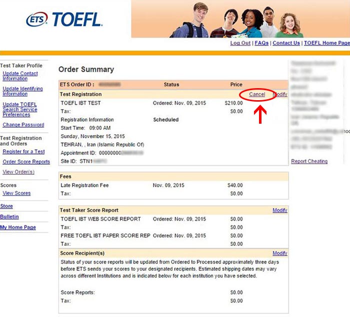 epayment24 | لغو آزمون تافل (TOEFL) ، هزینه لغو تافل ، کنسل آزمون تافل