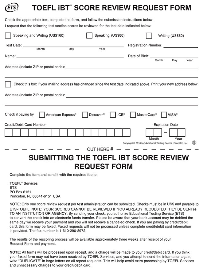 epayment24 | تجدید نظر نمره تافل ، اعتراض به نمره TOEFL