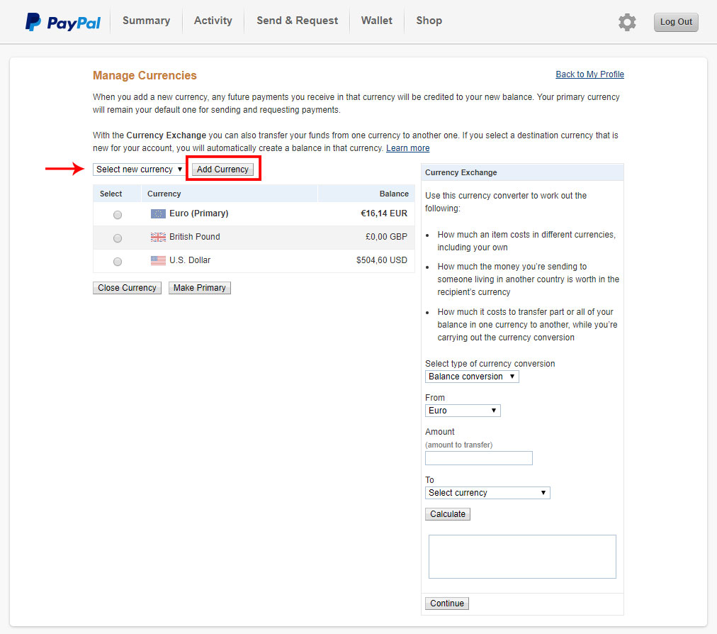 epayment24 | واحدهای ارزی پی پال ، افزودن واحدهای ارزی مختلف به پی پال