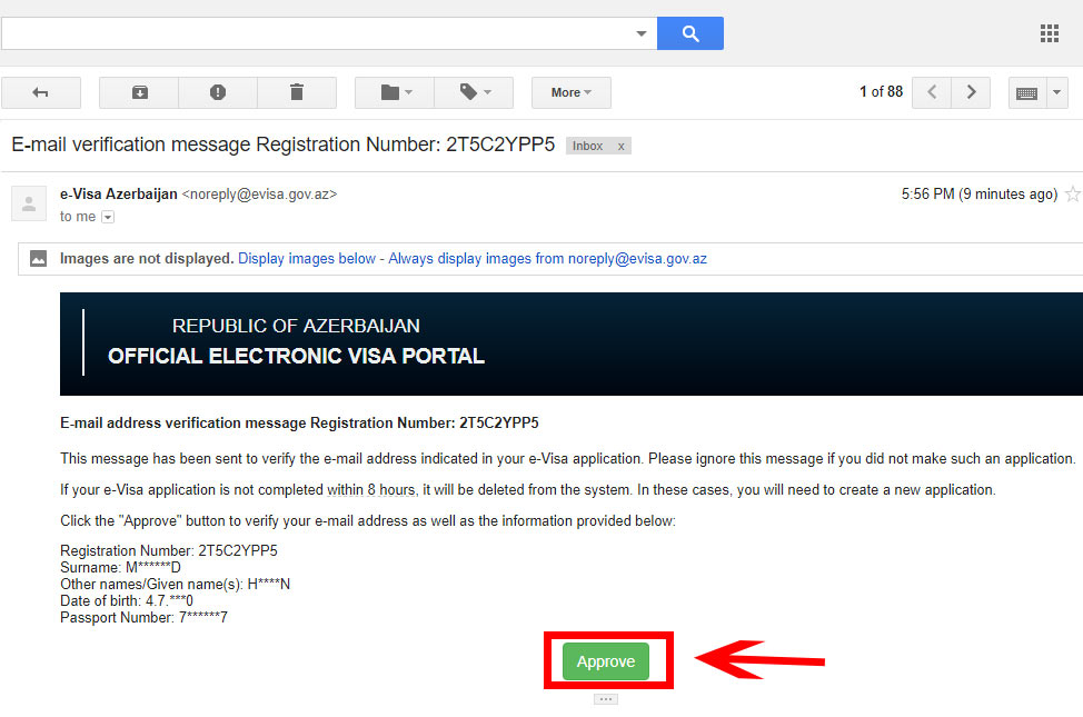 مرحله هشتم پرداخت ویزای آذربایجان