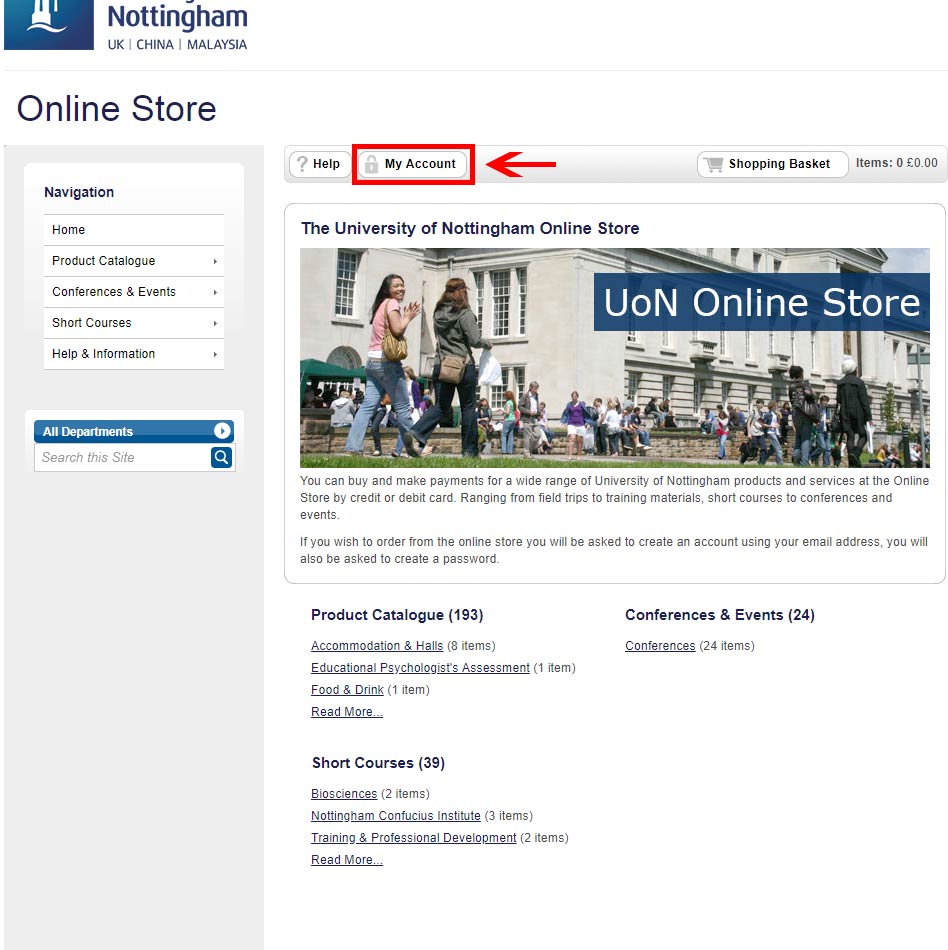 مرحله اول خرید از دانشگاه ناتینگهام