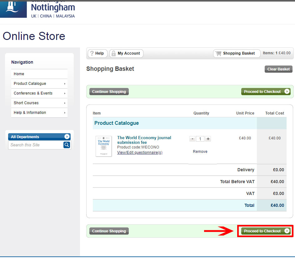 مرحله هفتم خرید از دانشگاه ناتینگهام